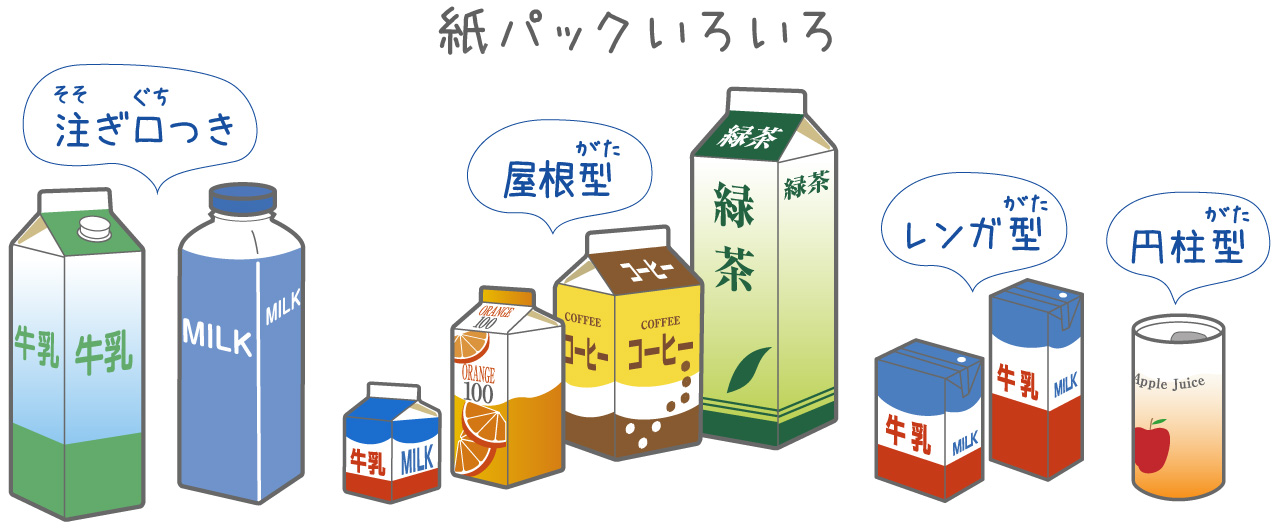 画像紙色々な形の紙パック